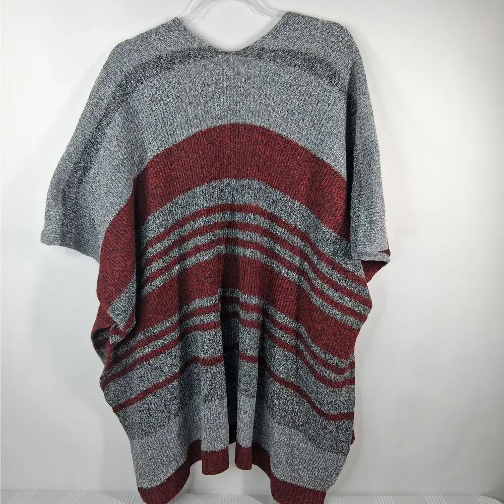Gena Accessories Cardigan Sweater Wrap‎ Shawl Women's One Size Red Gray Pockets